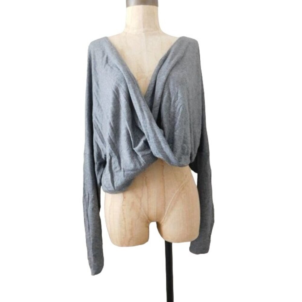 Karen Kane Size M Medium Gray Long Sleeve STRETCH Knit Top
